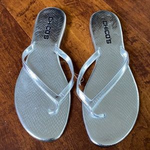 Chico’s Silver Croc Sandals